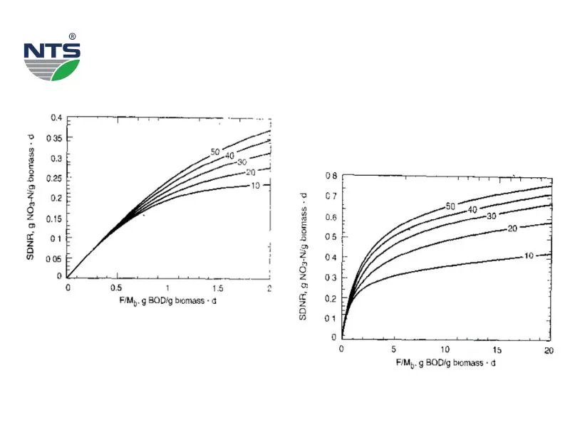 Sơ đồ thể hiện giá trị SDNR trong quá trình khử nitrat để tính toán thiết kể bể anoxic hợp lý