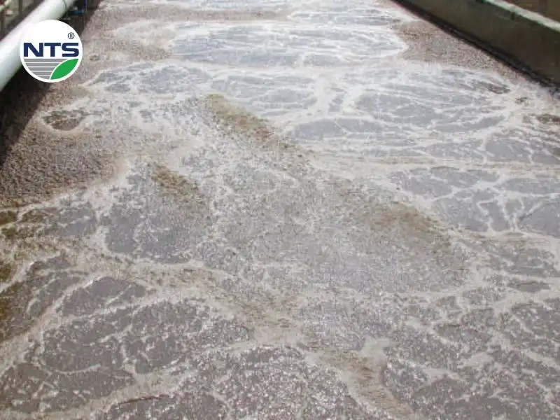 Hình ảnh bể aerotank đang được cung cấp oxi liên tục để bể vi sinh phát triển